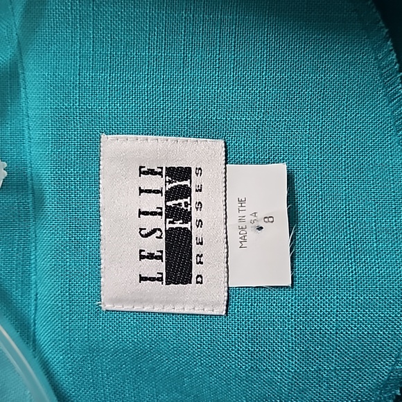 Vintage 80s Leslie Fay Teal Blazer - Picture 3 of 6